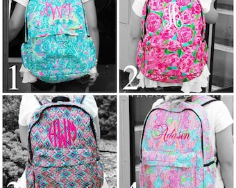 Preppy Backpack-Girls Monogram Book Bag-Monogram Backpack--Kids Backpack-Girls Backpack-School Backpack-Canvas Backpack-Designer Backpack