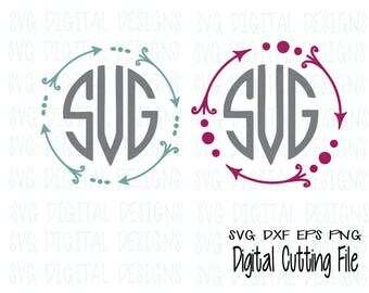 Arrow Monogram Svg Files, Cute Arrow Svg Digital Design - Cutting files for Silhouette & Cricut - Svg Dxf Eps CUTTABLE ARROW Monogram FRAMES
