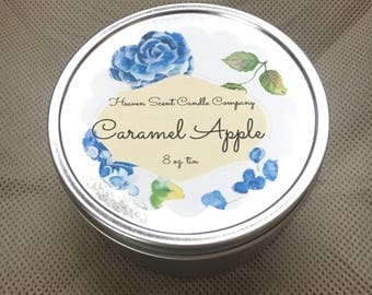 Caramel Apple hand-poured soy wax candle in 8oz tin