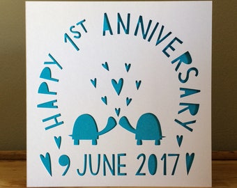 1st Anniversary Card, Happy 1st Anniversary Card, Turtle Card, Turtles In Love Card, Tortoise Card, Turtle Lovers, Tortoise Lovers, Card