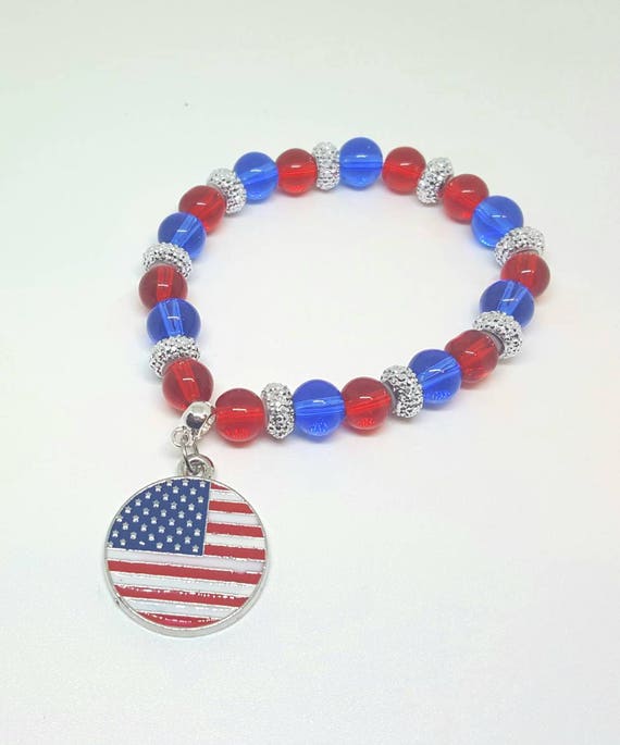 Items similar to Patriotic bracelet - Red white and blue bracelet ...