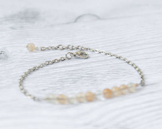 Rutilated quartz jewelry, Clear quartz bracelet, Rutilated quartz bracelet, Clear bead bracelet, Rutile quartz bracelet