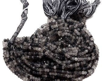 ON SALE 50% Black Rutilated Quartz Faceted Rondelle Beads, AAA Rutile Quartz 4mm Beads, 13.5 Inch Strand, Sku-45