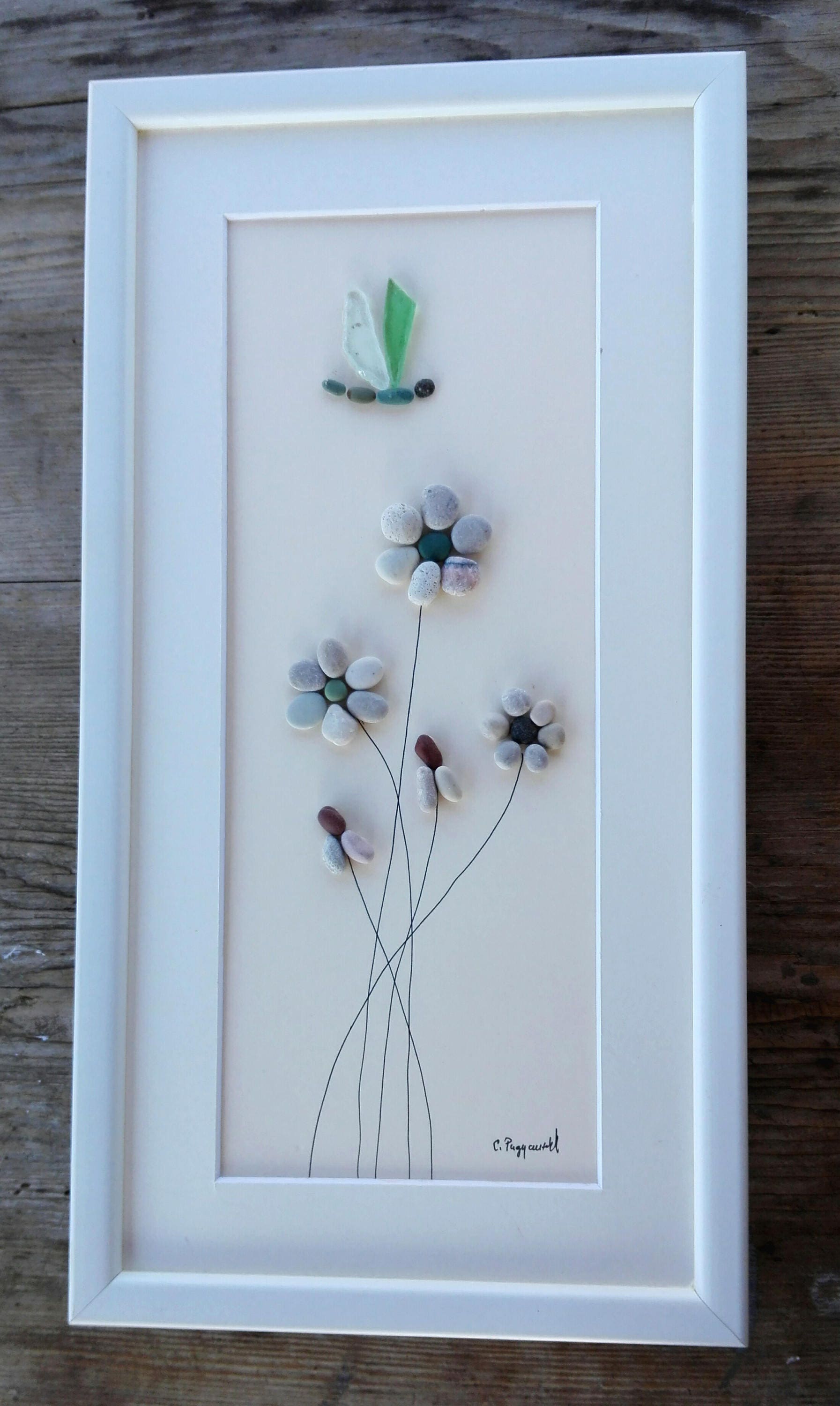 Pebble art flowers Flowers decor Anniversary gift wedding