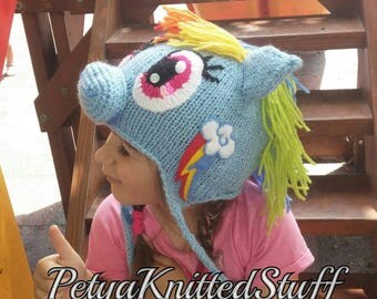 Rainbow Dash hat, My Little Pony hat,My little Pony knitted hat , My Little Pony Costume, MLP Rainbow Dash Hat, MLP Costume,Halloween hat