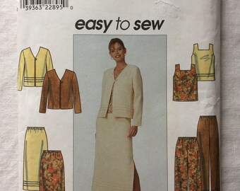 Simplicity 8663 UNCUT New Misses Size 12, 14, and 16 Jacket, Top, Pants, and Skirt Pattern