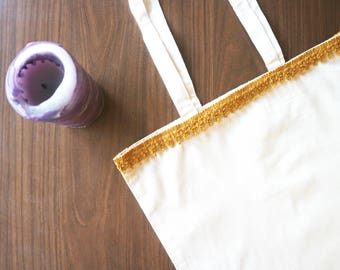 Canvas Tote bag "Elizabeth" with lace detailing
