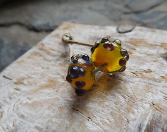 RESERVED * groom * tribal Lampwork handmade lampwork beads, Lampwork, Topaz, and yellow handmade beads.