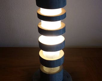 Beautiful wooden fotte and frosted glass lamp