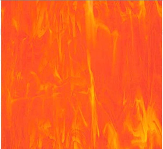 Sheet BRIGHT ORANGE WISPY Translucent Stained Glass Mosaic