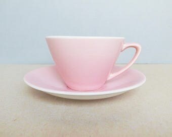 Belgian Vintage Pastel Rose Pink Coffee / Tea Cup and Saucer by Royal BOCH La Louvière 60's Pastal Tableware