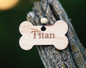 Dog Tag - Wooden dog ID, Custom dog tag, Personalized dog tag, Tags for dogs, Engraved dog tag - Naked Wood Works