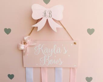 Bow holder hair and bow hook bow holder bow organiser hair bow organiser pink bow holder custom bow holder personalised bow holder hair bow