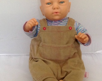French Vintage Furga Doll Corolle Dungarees French Newborn Baby Boy Doll Collectible Doll ( Ref No. A287 )