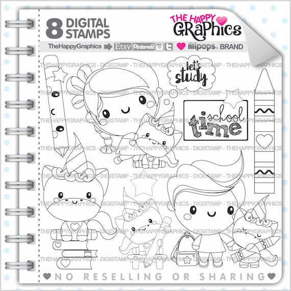 Back To School Stamp COMMERCIAL USE Digi Digital Image
