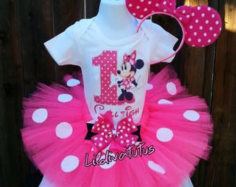 Handmade pink minnie mouse tutu set