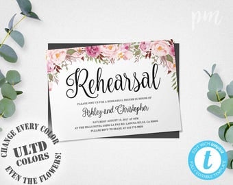 Rehearsal Dinner Invitation Template, Instant Download, Floral Wedding Rehearsal Invitation Template, Edit in Our Web App