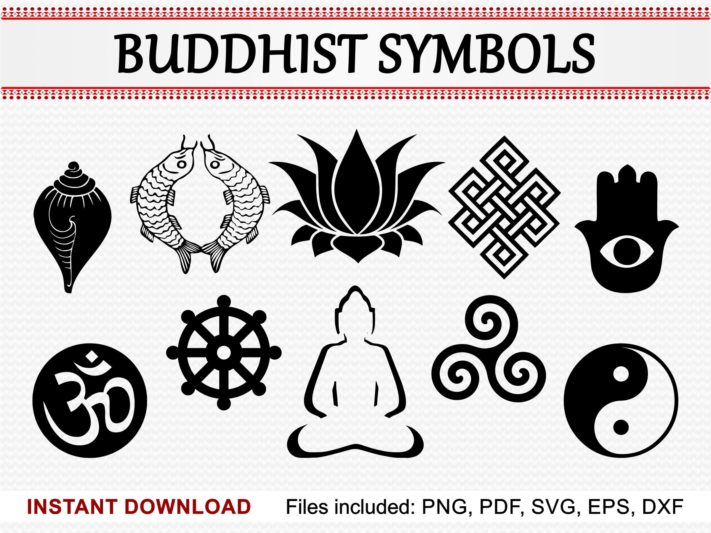 Buddhist Symbols Commercial Use Clipart Meditating Buddha