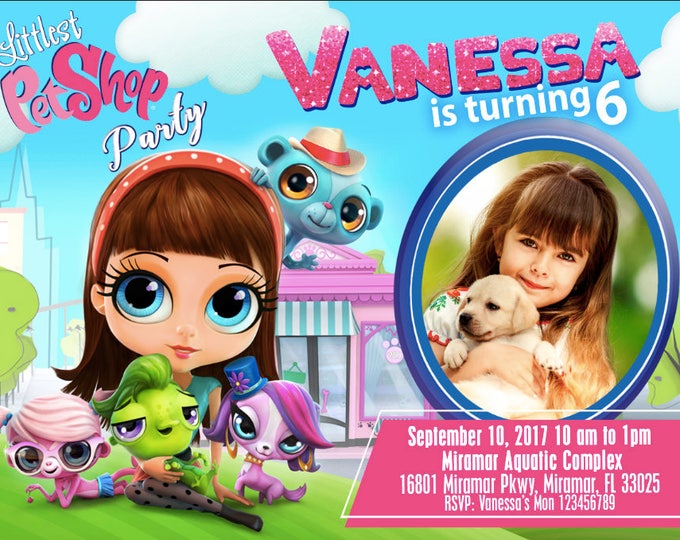 Birthday Invitation Littlest Pet Shop - We deliver your order in record time! Less than 4 hours! Littles Pet Shop Party. Pet Shop Party 2017