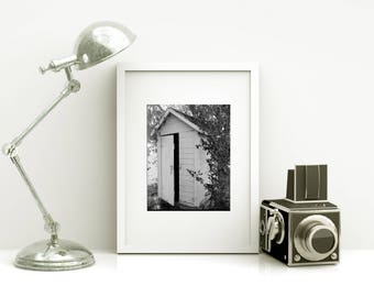 Framed BATHROOM Art - Powder Room Art - Vintage Outhouse Photo - Free Shipping - Black or White Frame - Outhouse Art - Rustic Decor