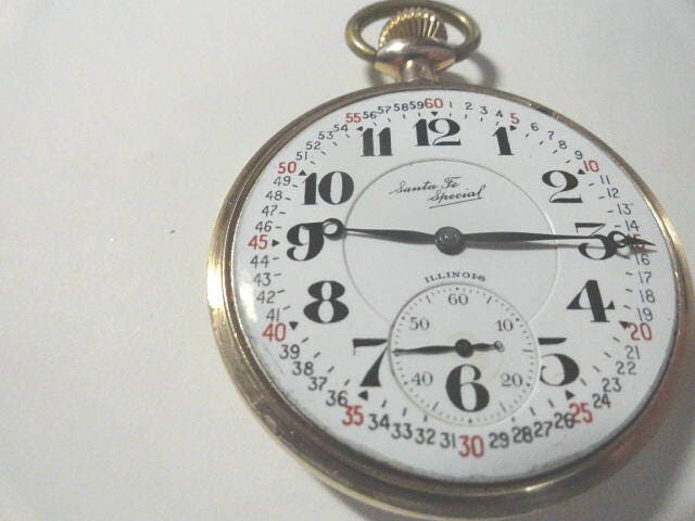 1924 Illinois Santa Fe Special Railroad Pocket Watch 21 Jewels Adjusted ...