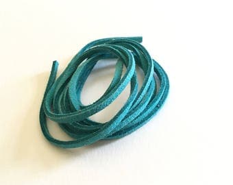 1 meter of turquoise blue suede