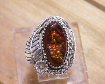 Sterling Silver Fire Agate Ring Size 7