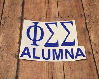 Phi Sigma Sigma Alumna Sorority Decal Laptop, Tumbler, Water Bottle, Car, Mirror Decal