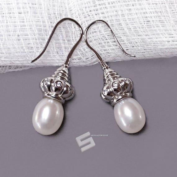 Cutlured Pearls In Sterling Silver Earrings Flawless Real