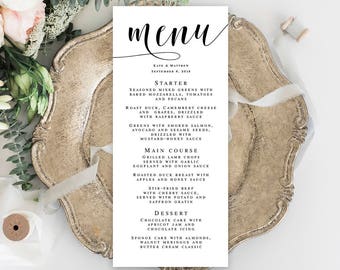 Wedding menu template Wedding template Editable menu Wedding table decor Boho wedding pdf Rustic wedding menu Printable menu cards #vm31