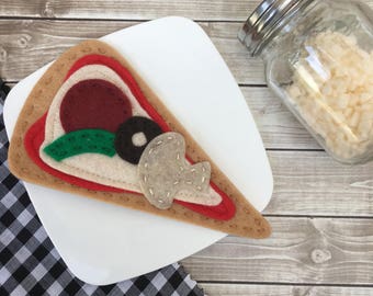 play food pizza, felt food pizza slice, dramatic play, felt play food, pizza slice, play kitchen food