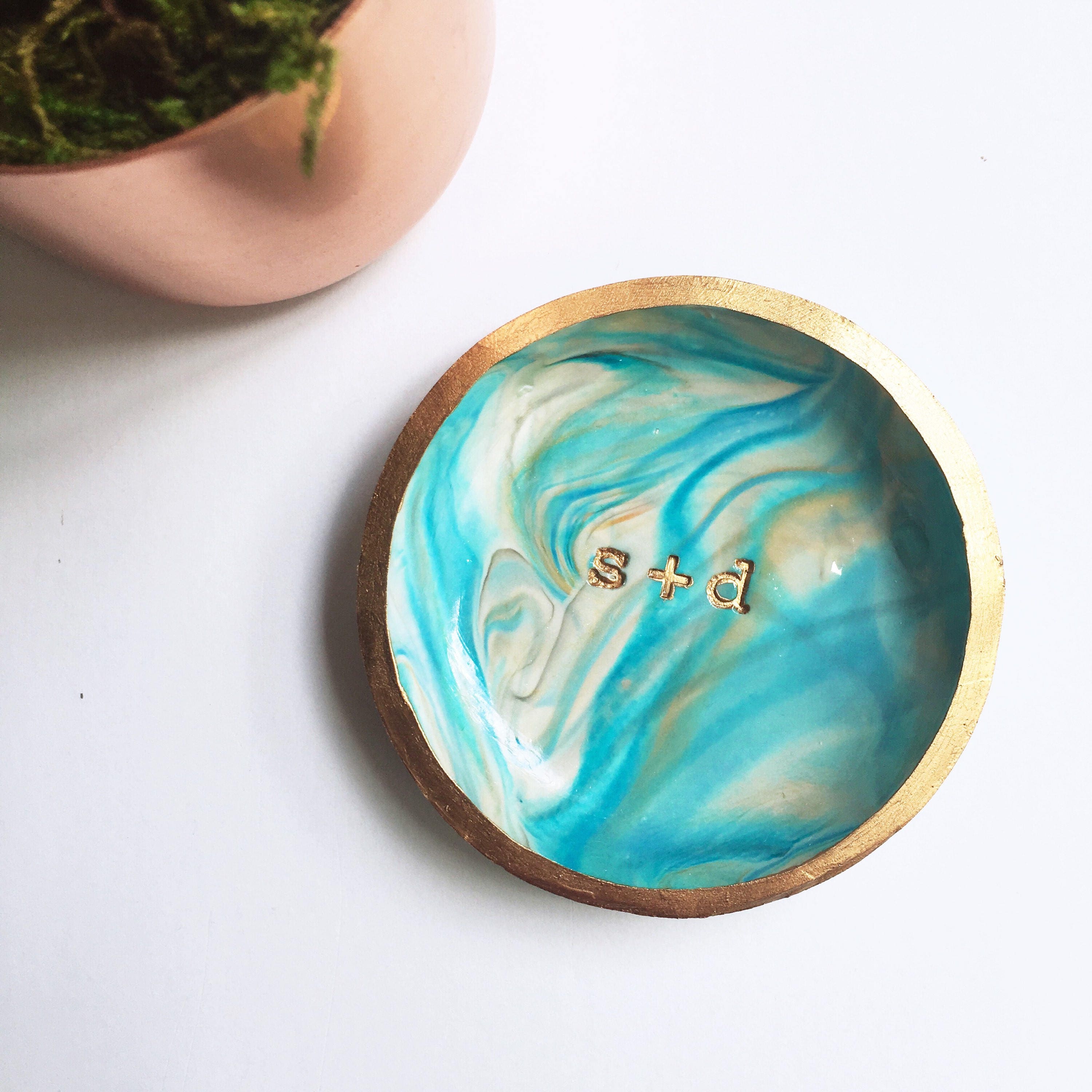 BESTSELLER TURQUOISE MARBLE // Polymer Clay Jewelry Dish