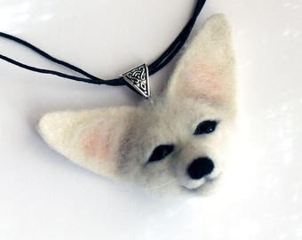 Fennec Fox necklace, Fox jewelry, Needle felted fennec fox necklace, Felt Fox, Baby Fox gift, gift for Her, pendant for a neck