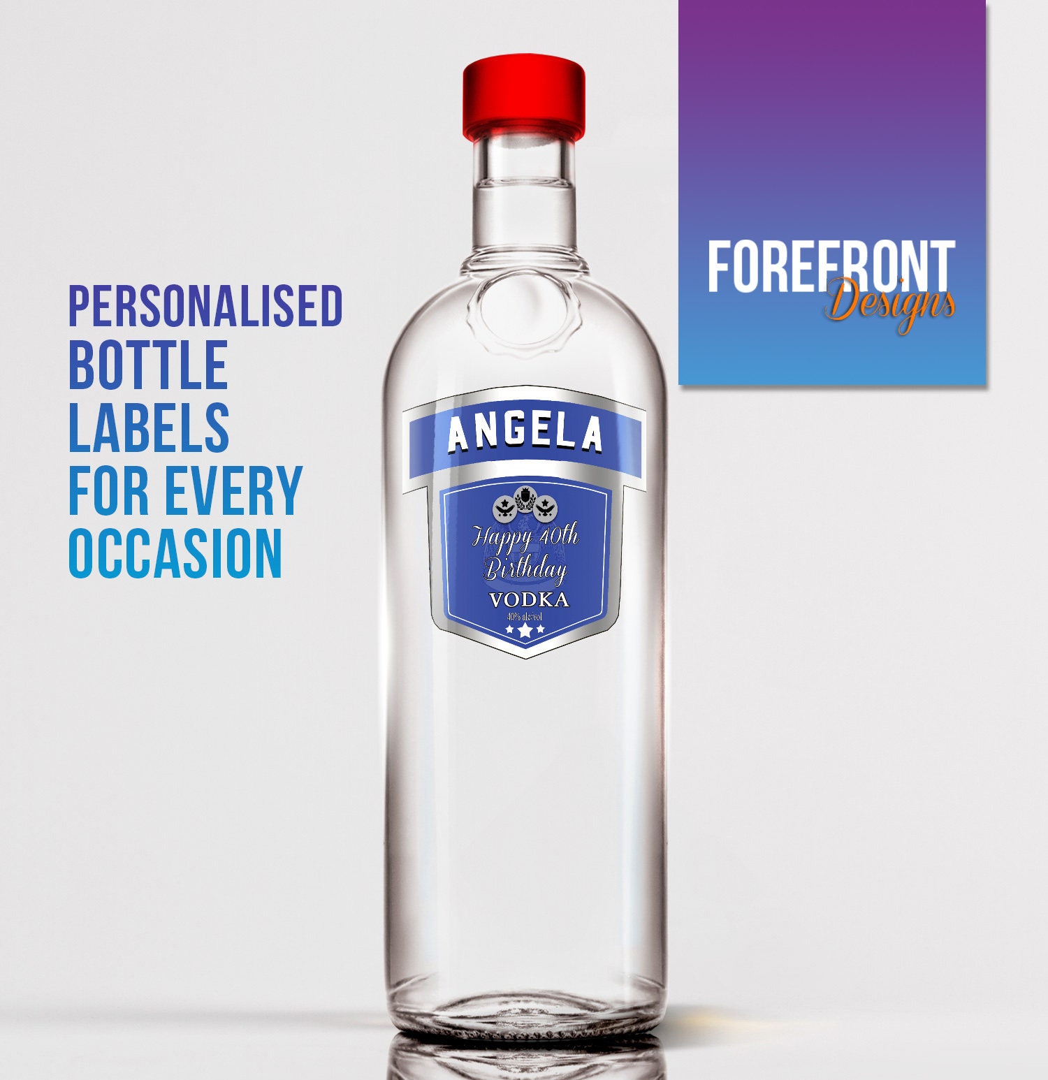 Personalised Blue Vodka Bottle Label Ideal