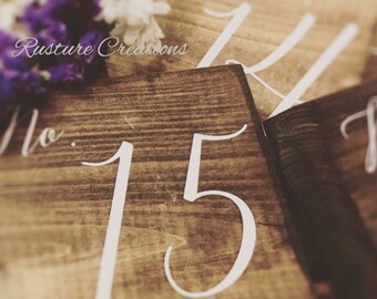 Calligraphy Script Wood Table Numbers or Cake Toppers Numbers