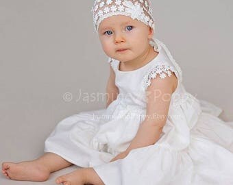 Baby christening dress, baby flower girl dress, Silk christening dress, baptism dress, ivory baby silk dress, baby party dress