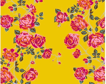 Floral Retrospective Fabric ~ Social Climber Gold by Anna Maria Horner for Free Spirit Fabrics