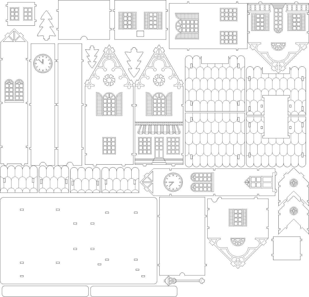 Souvenir House In European Style Drawing Laser Cut Vector Model Vector Template For Laser Laser Cut House Template