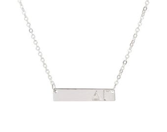Delta Gamma Silver Bar Necklace