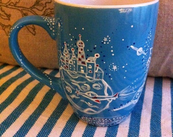 China Blue space themed mug
