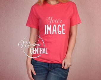 Download Blank White Women's T-Shirt Apparel Mockup American