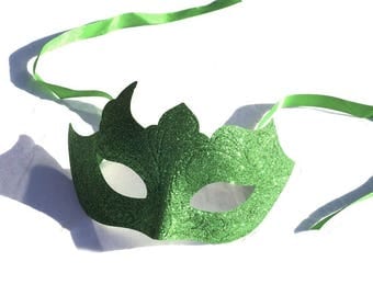 Green Glitter Venetian Masquerade Mask Poison Ivy Halloween Fancy Dress Costume