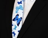 Butterfly Tie – Mens White Butterflies Necktie