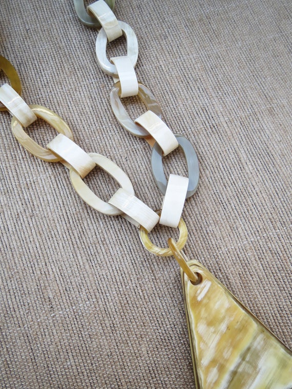 Chain Link Necklace Horn Necklace Long Necklace Link Chain