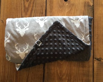 Blanket minky and cotton; baby blanket; Unisex. Moose