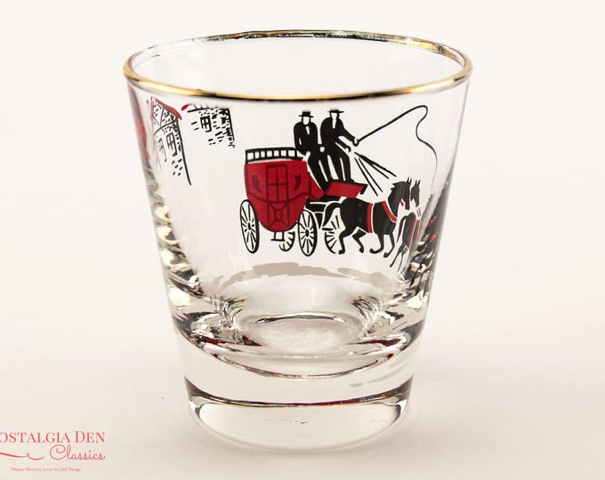 Vintage Libbey Stagecoach Carriage Glasses| MCM Old Fashioned 6 oz. Glasses | Set Of 6