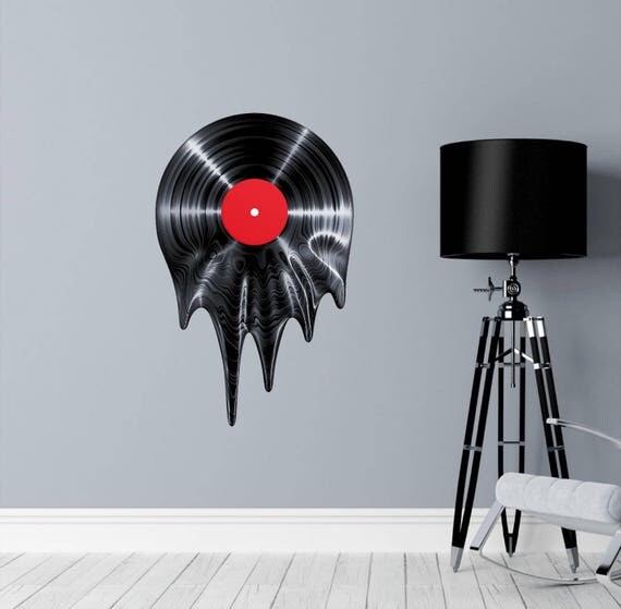 Melting Vinyl Record Wall Decal Music Wall Decal Retro Wall