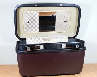 SAMSONITE SUITCASE MINTY Vintage Train Case Burgundy Cosmetic Case Overnight Carryon 1970s Vintage Luggage Samsonite Train Case