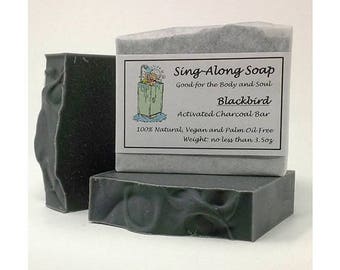 ACTIVATED CHARCOAL Soap, 100% All-Natural Handmade, Vegan, Essential Oil Scented. Sing-Along Soap: BLACKBIRD