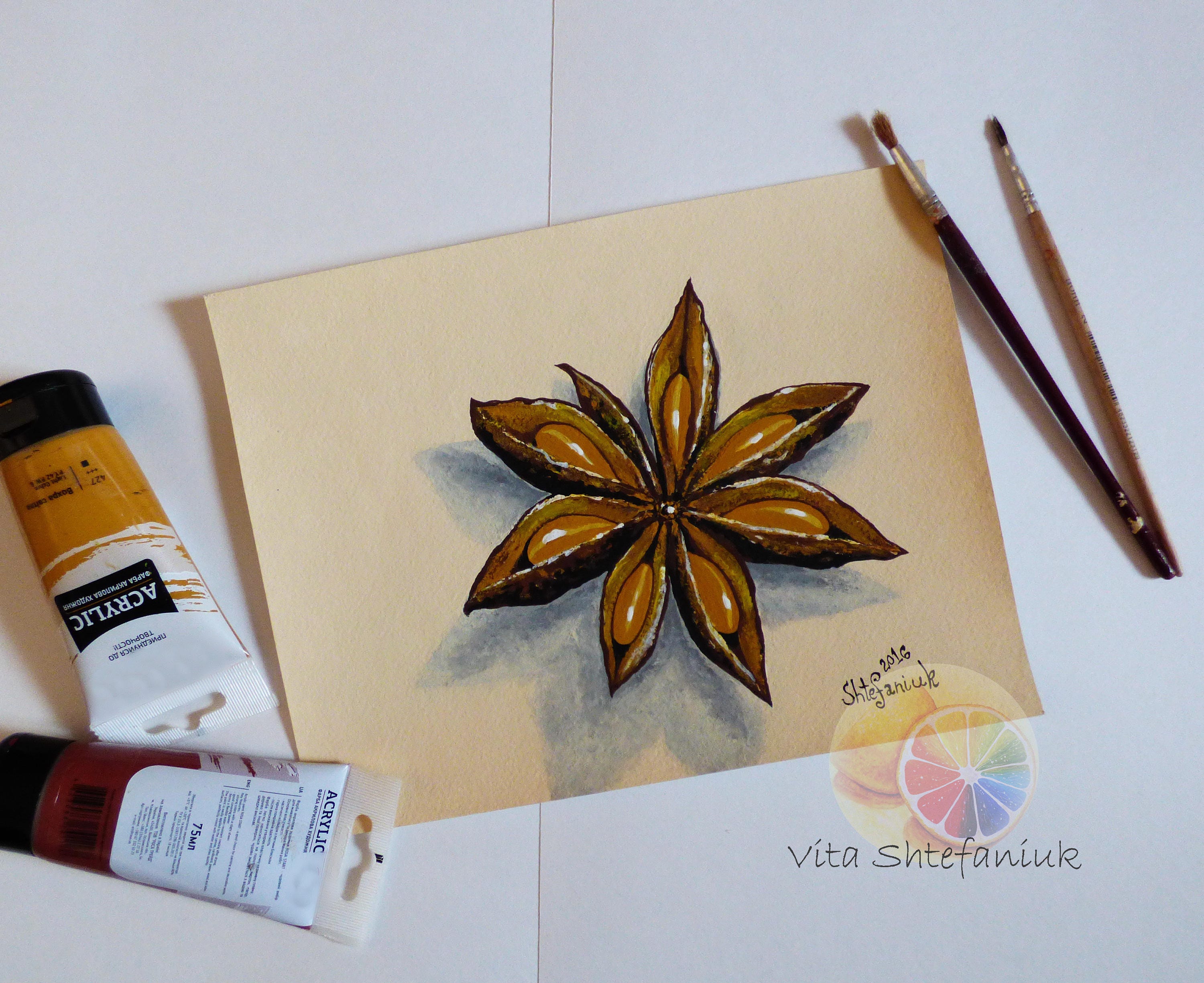 Star Anise Painting Spice Painting 8x10 Acrylic